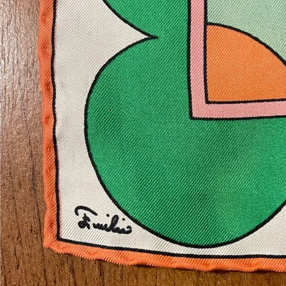 Designer Colorful Geometric Silk Scarf made in Italy - Picture 2 of 4